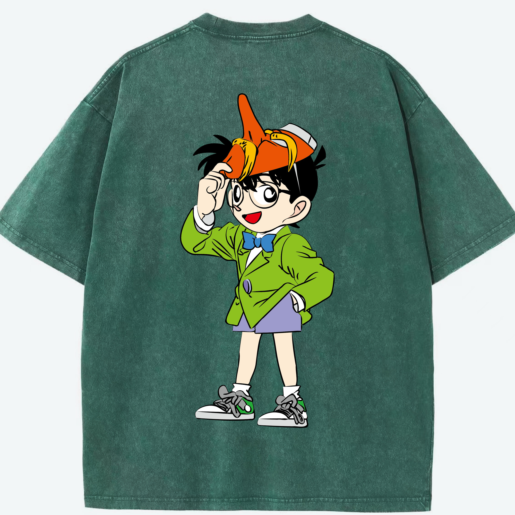 （画像用） 名探偵コナン 江戸川 コナン Detective Conan Conan Edogawa 綿100% ヴィンテージ風 半袖Tシャツ（背面プリント）